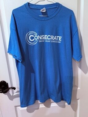 Gildan Blue Short Sleeve Christian Graphic Tshirt Sz L